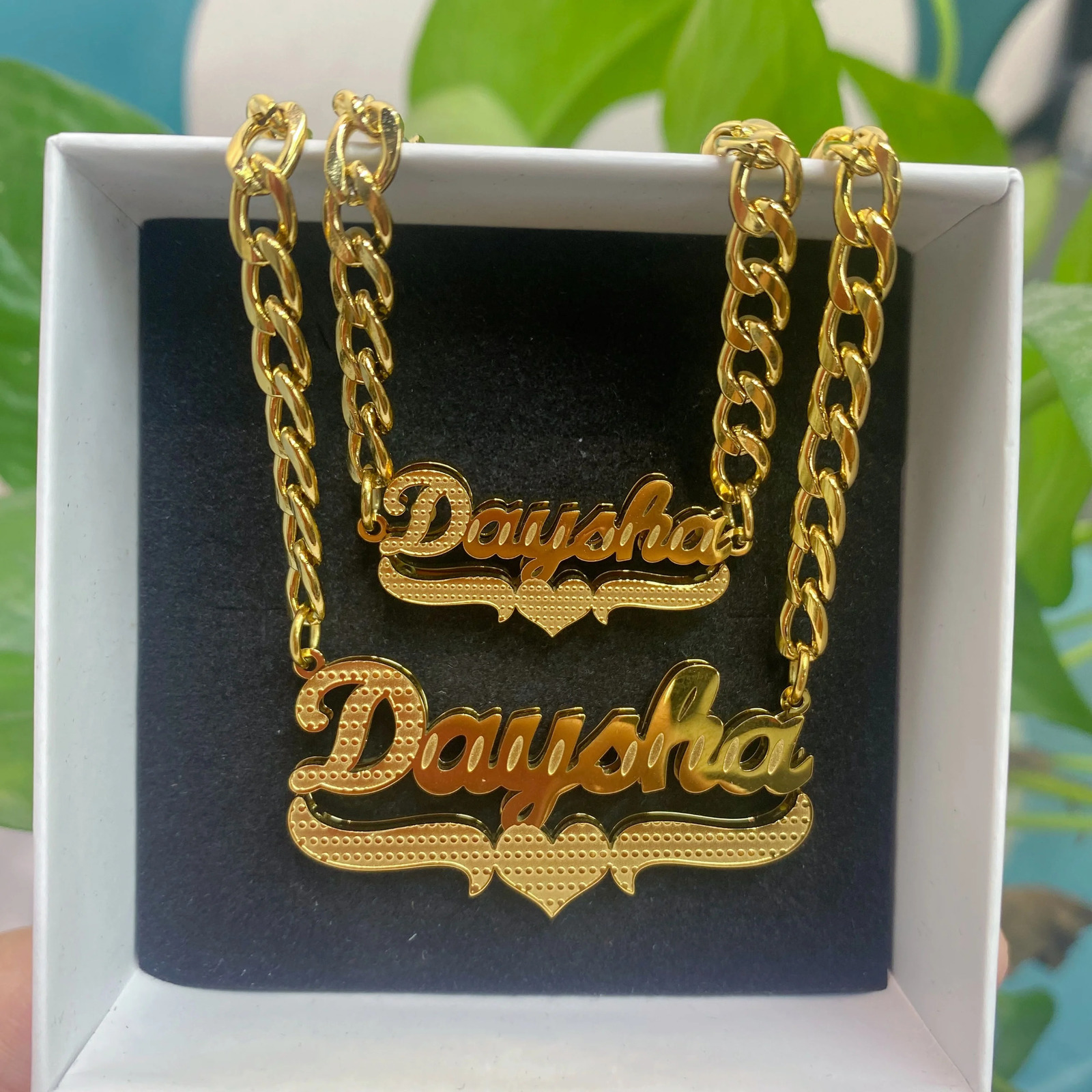 Zciti Personalized Jewelry Custom Name Bracelet Necklace Set Double Layer 18k Gold-Plated Stainless Steel Christmas Gift 251107