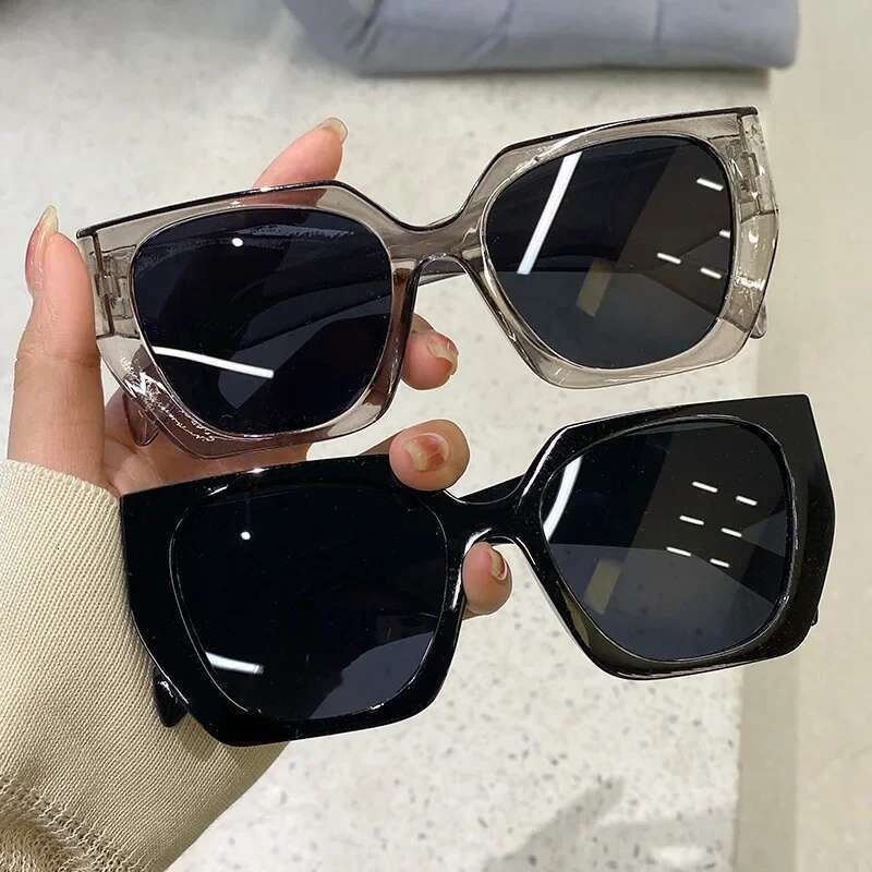 Vintage Brand Designer Polygon Sunglasses Women For Men Fashion Sun Glasses Trendy Punk Ladies Orange Big Shades