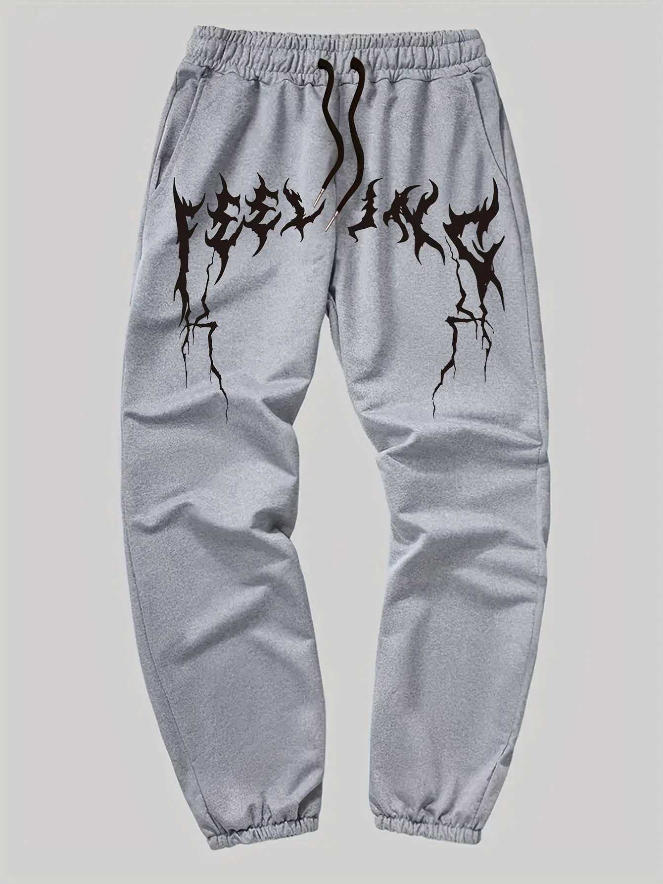 Harajuku Hip Hop Pants Printed Pattern Slim Men Y2K Gothic Casual Fashion Sports Street Wear Couple Sports PantsXJ250410