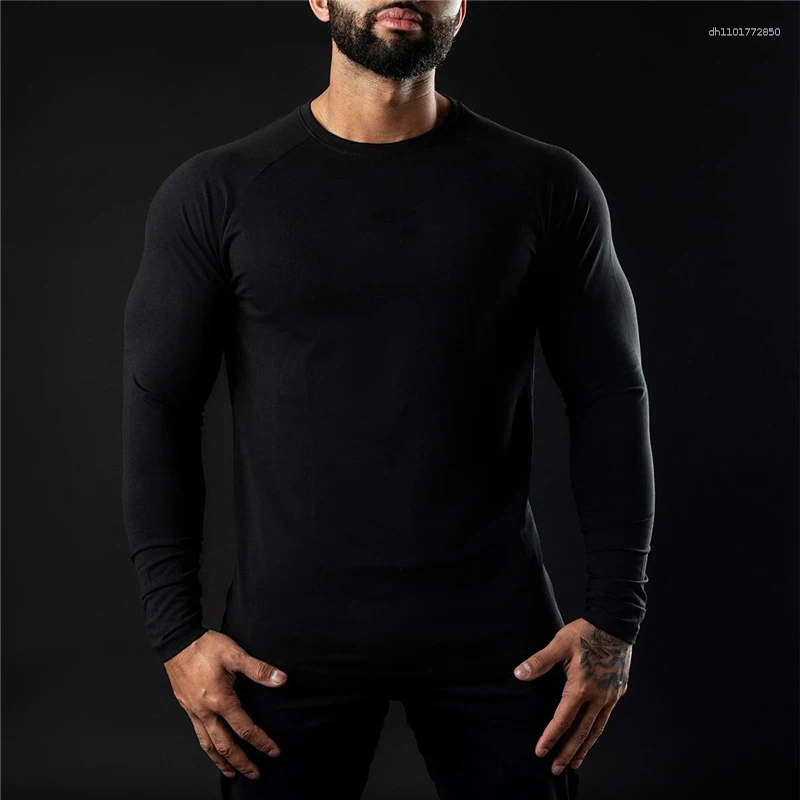 Men's T Shirts Men Compression Cotton Shirt Fitness Long Sleeve Sport Tshirt Training Jogging Gym Sportswear Quick Dry Rashgard