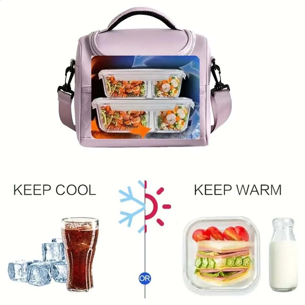 Large insulated lunch bag cooler hand washed durable polyester box with padded shoulder straps suitable for work school and picnics 250401