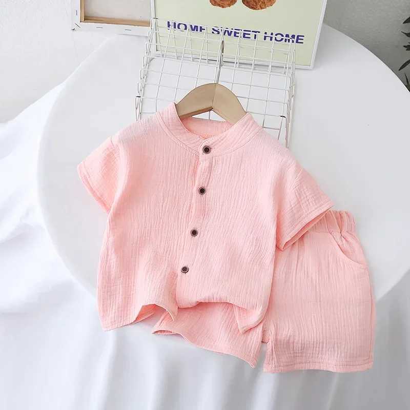 Baby and toddler 2-piece cotton high-dimensional pajama set with short sleeved round neck soft and breathable boy and girl 0-5Y beach wearXJ250410