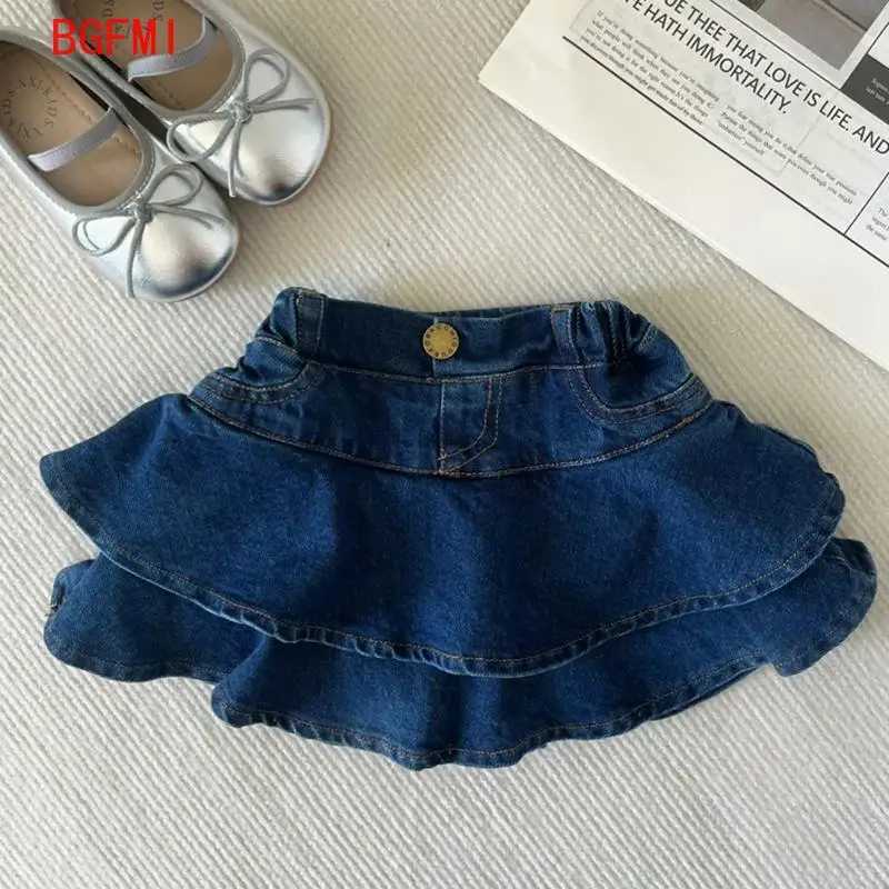 2-11Y Girl Summer Clothing Cute Denim Set New Sleeveless Top Fashion Ruffle Edge Childrens Girls Shorts 2-piece SetXJ250410