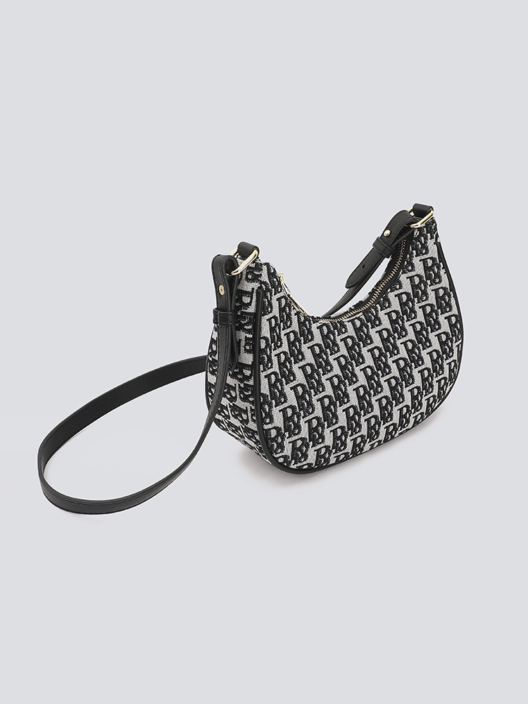 French new trendy high-end textured slanted single shoulder bag underarm bag niche women's bag crescent bag