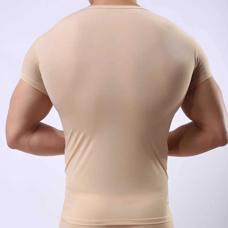 Mens transparent underwear mens ice silk mesh see through basic shirts sexy fitness underwear M250411