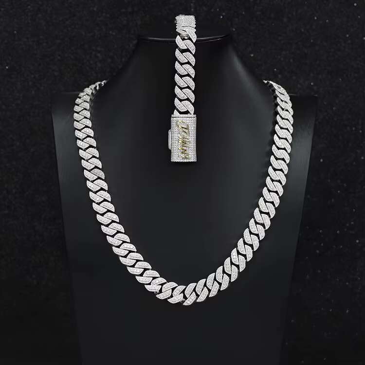 Fine Hip Hop Jewelry 15mm Width 925 Solid Silver GRA Certificate D Color VVS Moissanite Cuban Link Chain