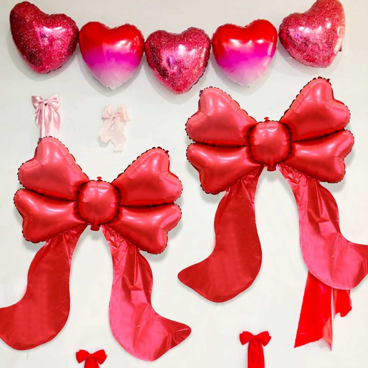 Christmas 2pcs red bow balloons for bow decoration birthday Valentines Day wedding bachelorette decoration engagement Y251111