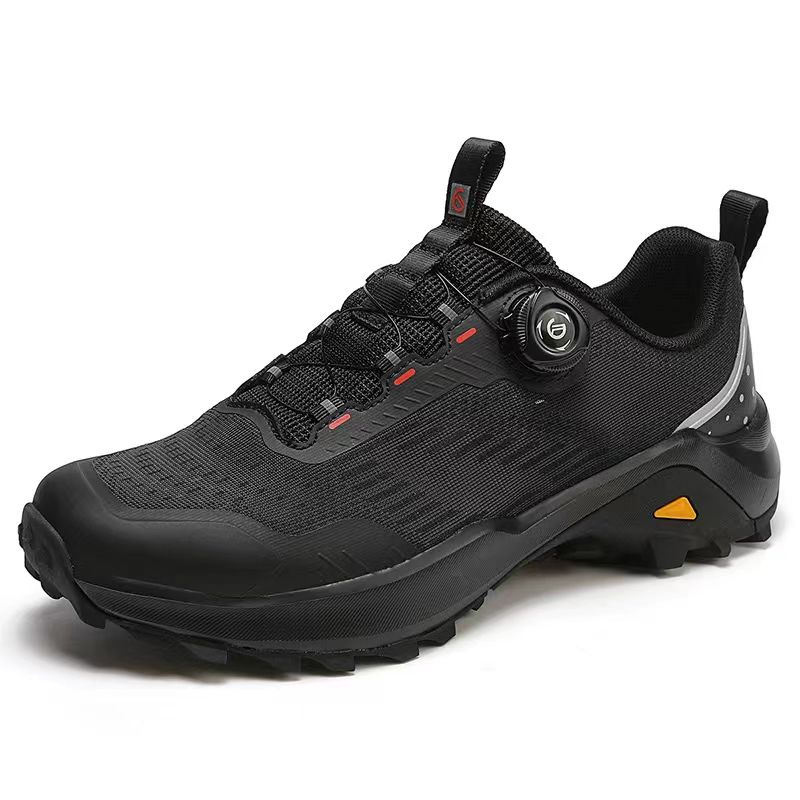 Quick anti-slip outdoor trail running shoes men and women; Rotating button no lace lightweight hiking boots for mountaineering