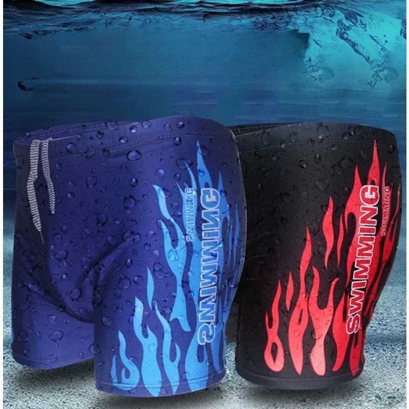Brand new 2024 mens swimming trunks with flat corners fashionable and sexy swimsuits student swimsuits oversized fashionable flame swimsuitsW250410