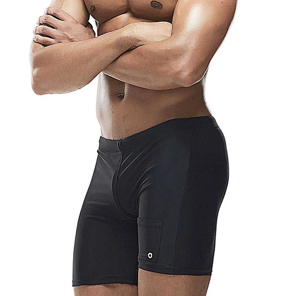 Trunk swimwear swimming and fitness pants solid stretch outdoor casual bath pants beach professional swimwear Trunk mens swimwearW250410