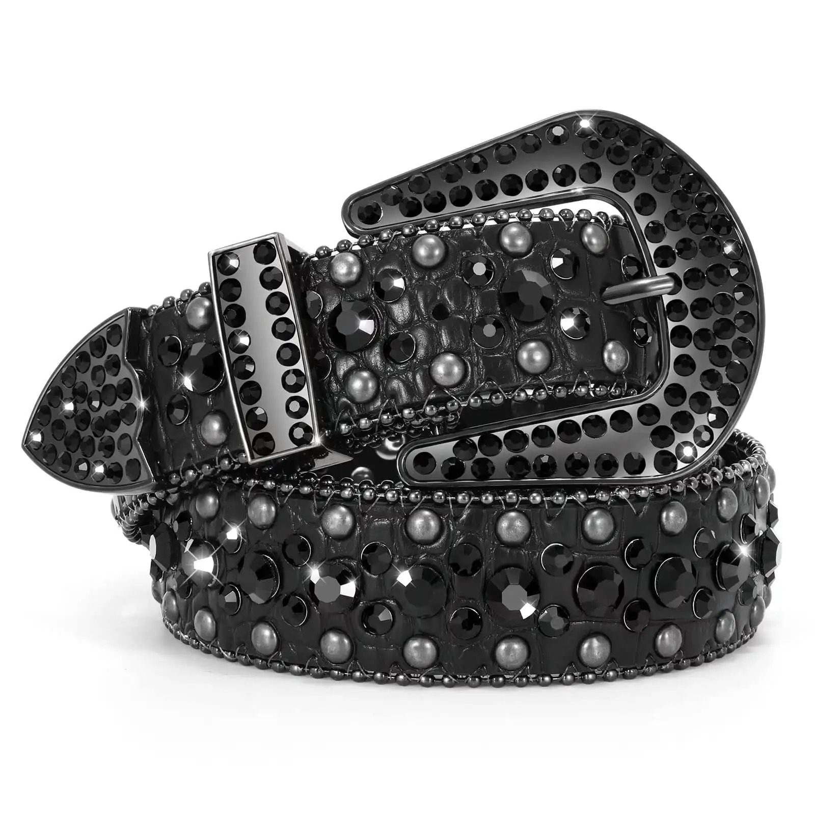 Women Rhinestone Western Belt for Jeans Bling Studded Leather Cowgirl Cowboy Belts BB Wasit Diamond Belt 251110