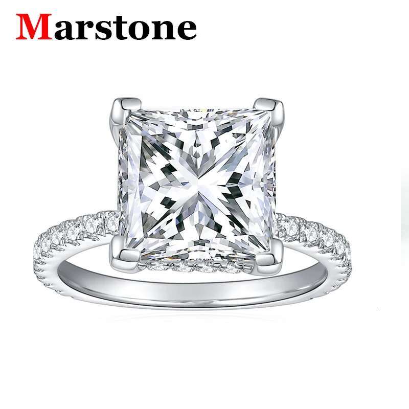 5.52ct Princess Cut Moissanite Diamond Rings for Women Valentines Day Gift 100% S925 Sterling Silver Jewelry Wedding Band GRA