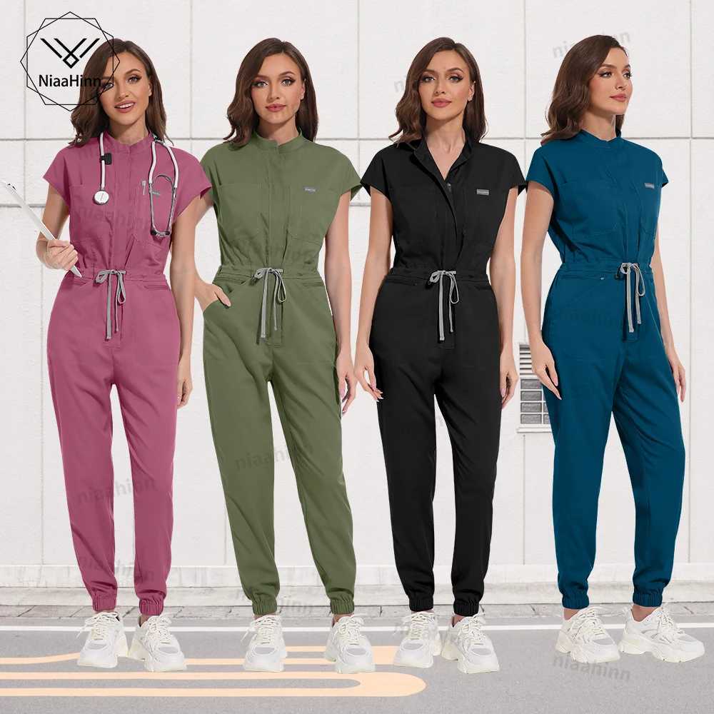 Niaahinn Scrub High quality jumpsuit nurse doctor hospital surgical gown multi-color medical care Scrubs beauty SPA uniform X250410