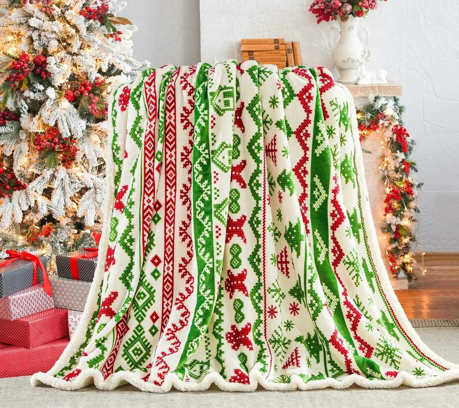 2026 Christmas Day Blanket Lamb Fleece Blanket Soft Warm Blanket Camping Home Fluffy Soft Blankets Gift For Christmas Decor C251111