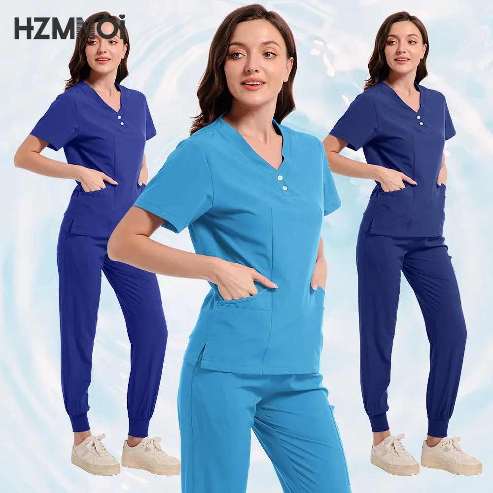 New Unisex Hospital Scrubs Sets Men Medical Uniforms Doctors Nurses Accessories Dental Clinic Sn Workwear Surgical Clothes X250410