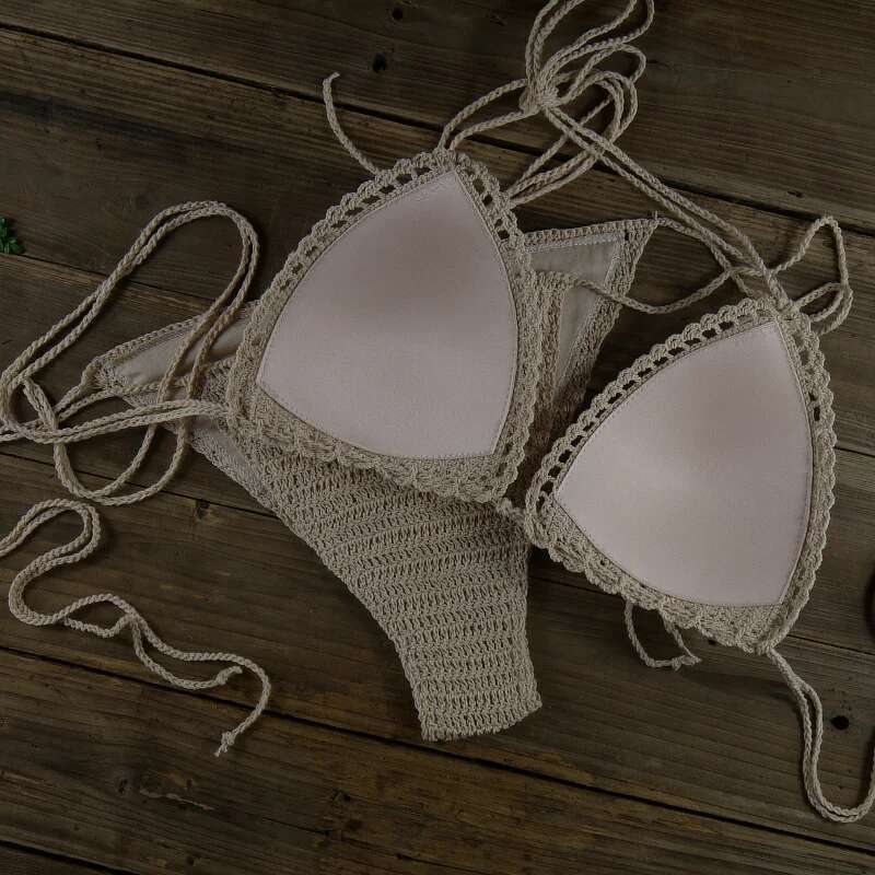 13 Color Women's Swimwear Push up Swimsuit Handmade Crochet Bikini Sets ing Swim Trunks