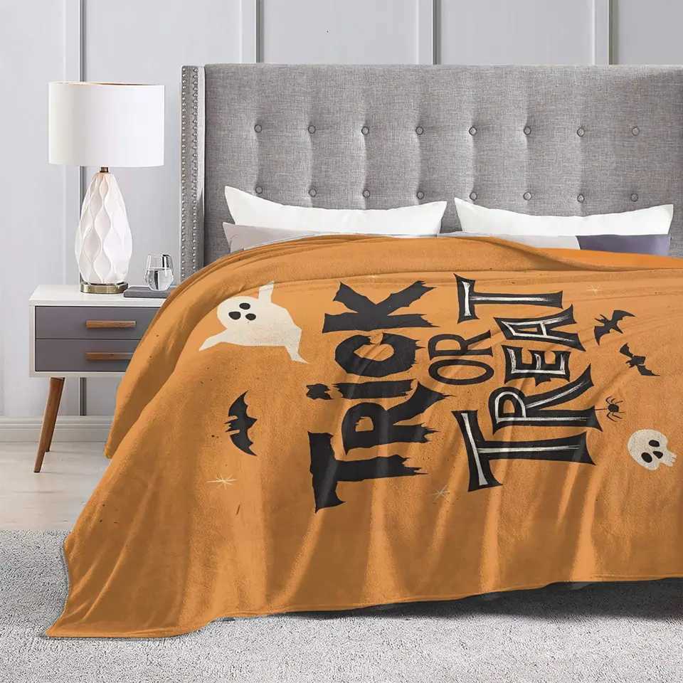 Blanket Warm Soft Blanket Child Decorative Halloween Trick or Treat Bedding Throws Flannel Bedspread For Home Decor Funny Sofa Bed Cover C251111