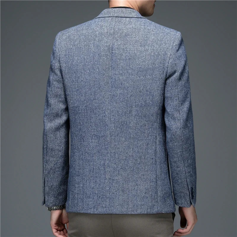 Autumn and Winter Top Quality Sheep Wool Fashion Business Blazers JacketsClassic Menswear Casual Gray Blue Blazer 251110