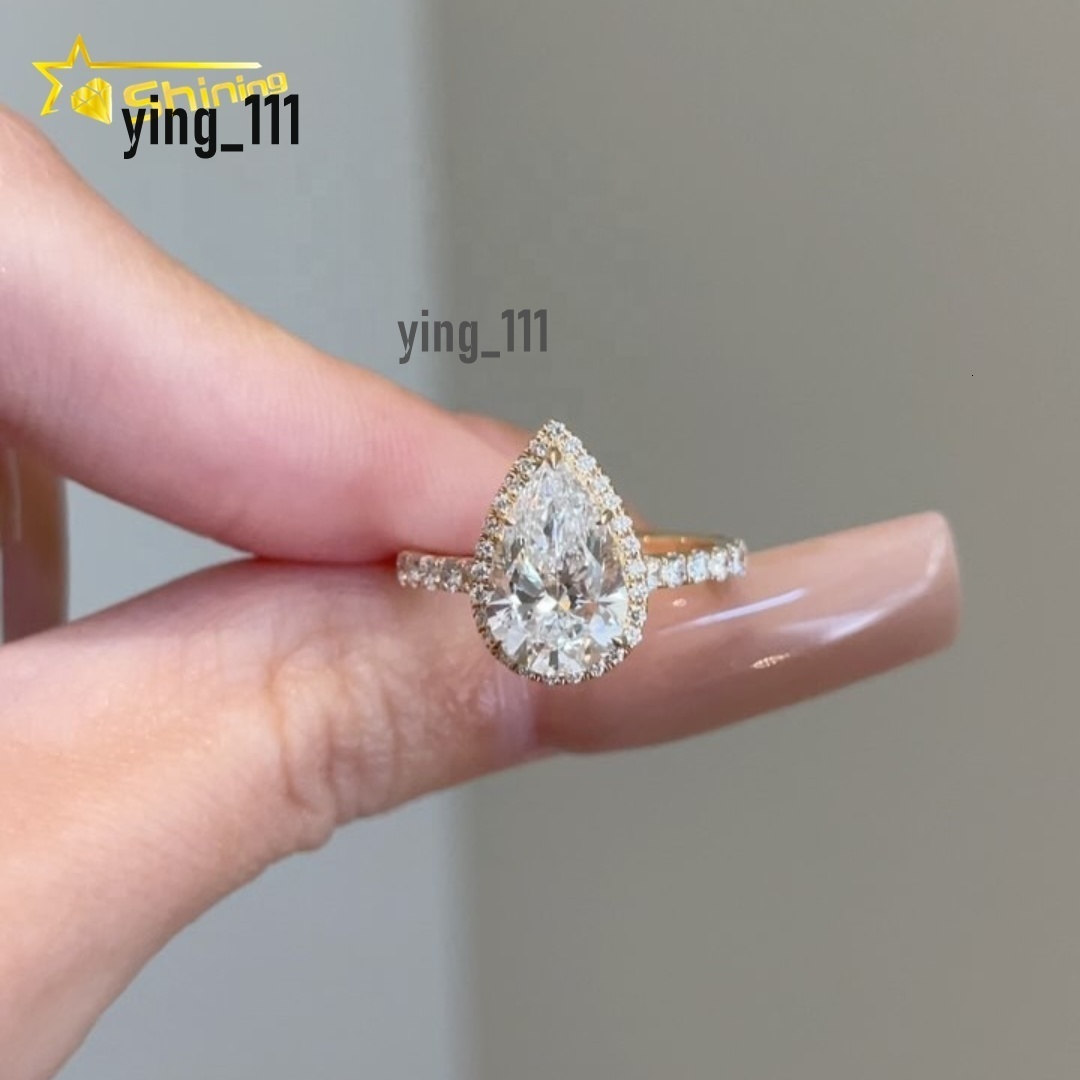 VVS D Color IGI Certificated Lab Grown Diamond 1CT Pear Cut Ring Engagement Ring 10K 14K Gold Gift for Women