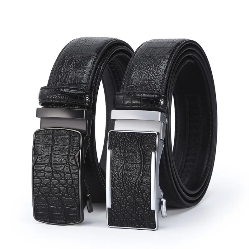 cowhide leather belt mens casual business belt with automatic buckle belt grain n pants belt 251031
