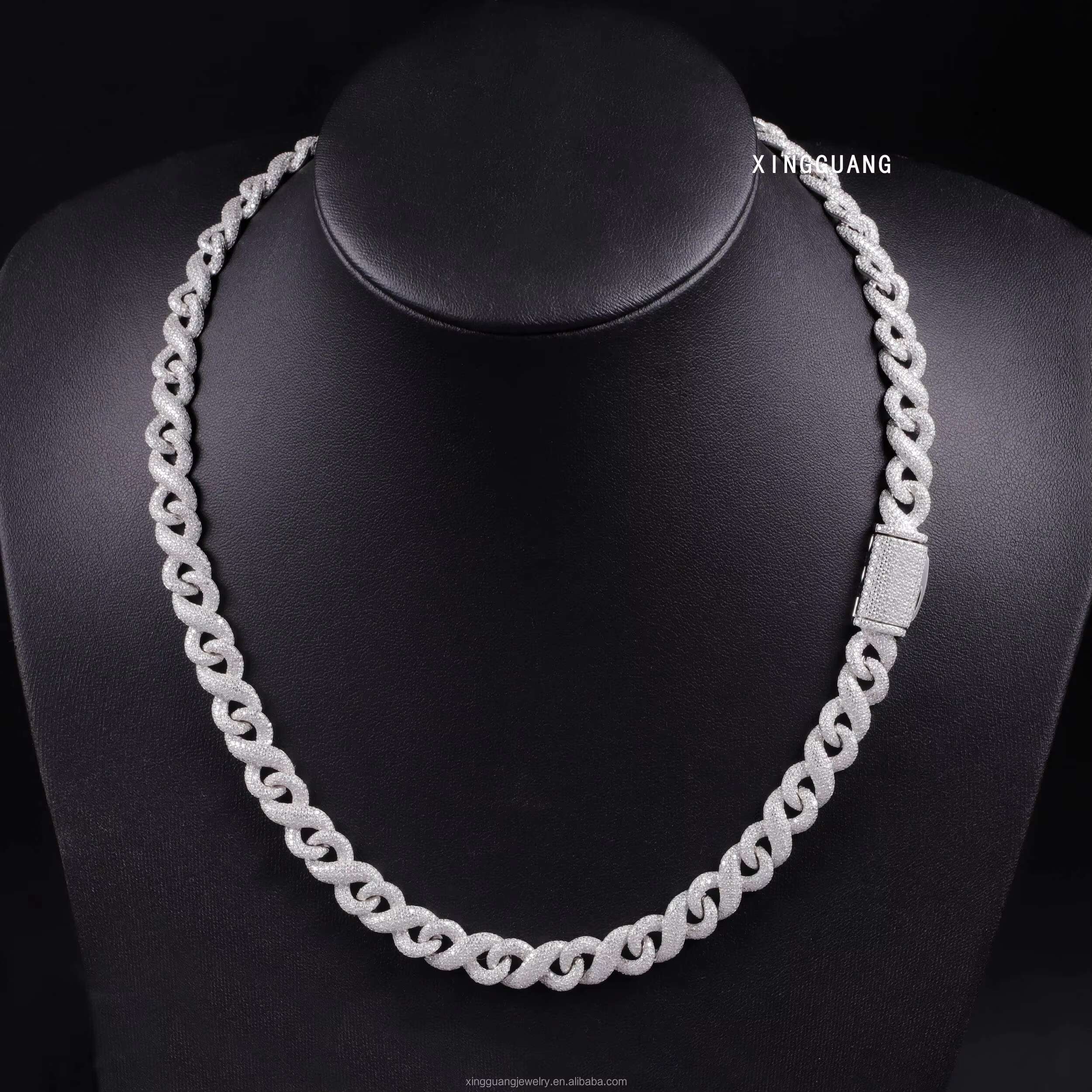 100% Pass Tester Infinite Cuban Chain VVS Moissanite Diamond 10mm 13mm 15mm Sterling Silver Cuban Link Chain Hip Hop Necklace
