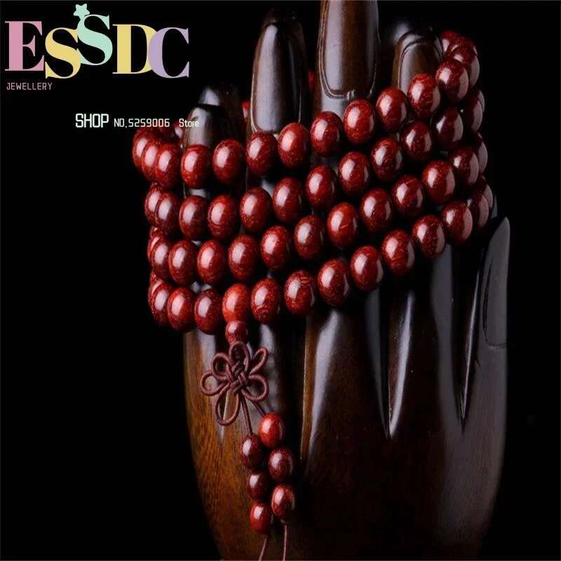 Wholesale Natural Small Leaf Red Sandalwood Prayer Beads Rosary 108 Jewelry Bracelets For Men An