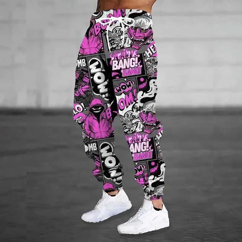 Spring Autumn Mens 3D Digital Printing Running Pants Mens Casual Running Trouser Youth Mens Hip Hop Sports TrouserXJ250410