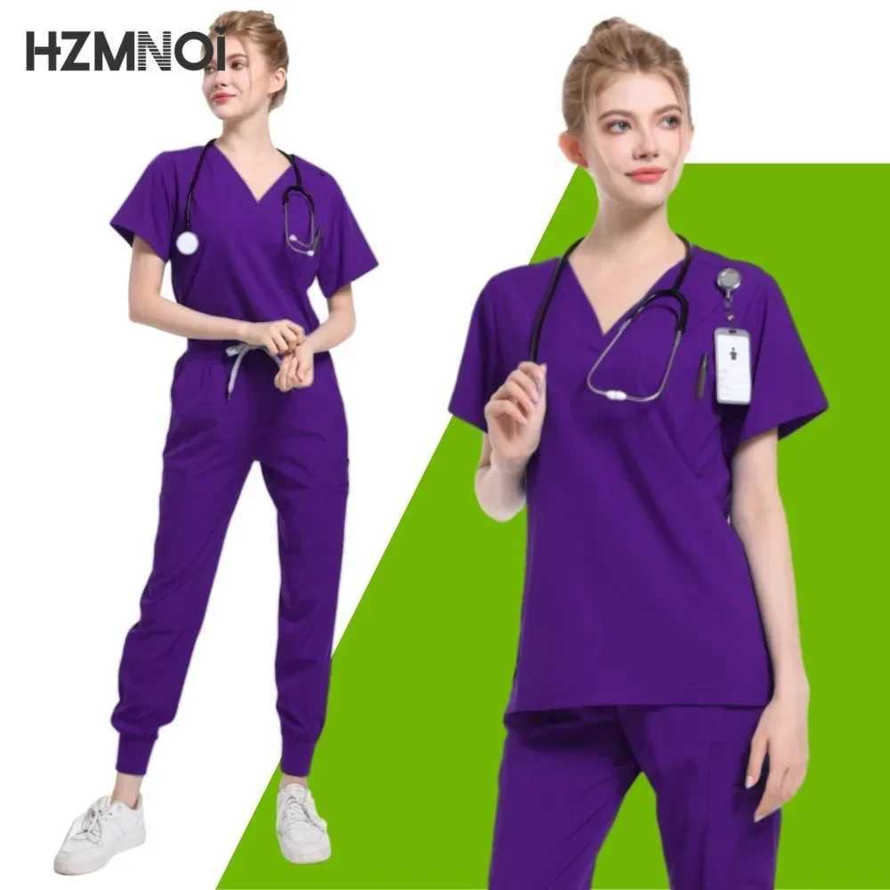 Dentist Surgery Tops Solid Color Beauty Sn Work Blouse Veterinary Nursing T-Shirts Spa Uniform Scrub Tops Men Medical Clothes X250410