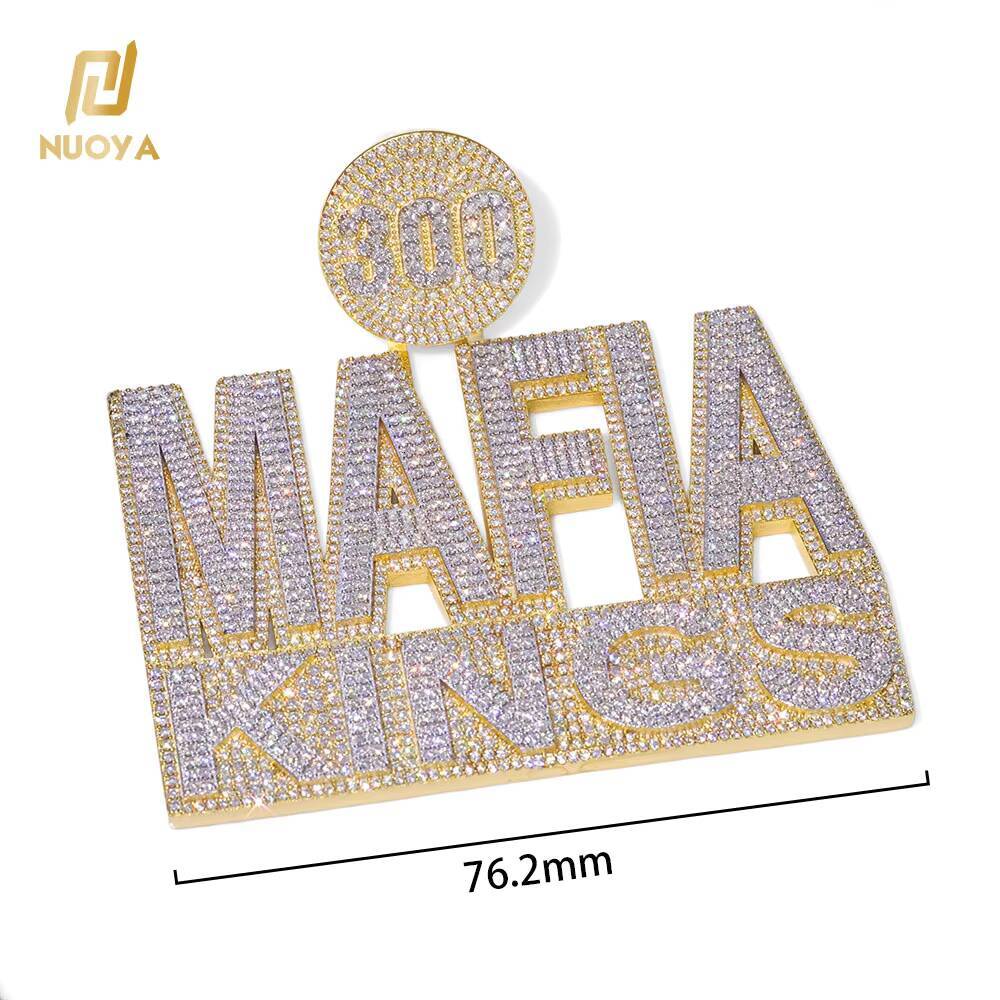 NUOYA Hip Hop Fine Jewelry 925 Sterling Silver Custom Diamond Pendant Micro Pave Iced Out VVS Moissanite Letter Pendant Customizable