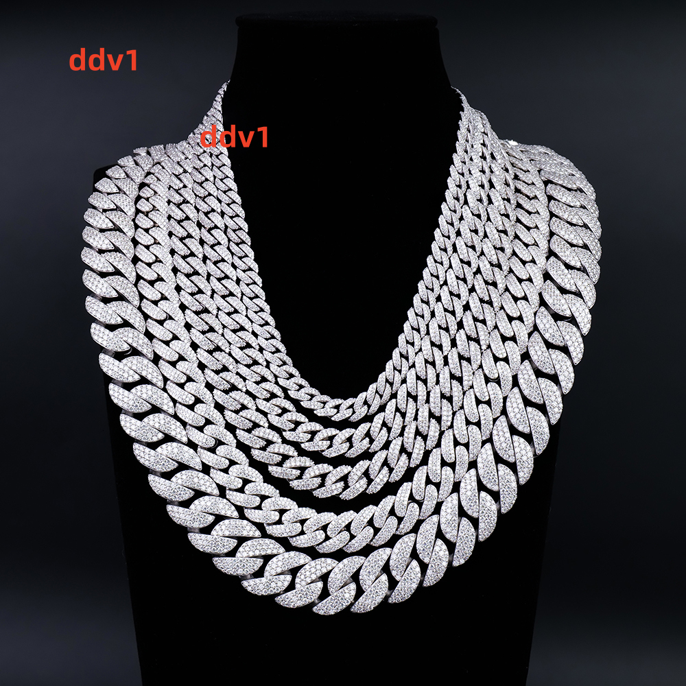 S925 Silver Tennis Chain 2mm-65mm 100 Diamond Test Passed GRA VVS Moissanite Necklace Ready to Ship