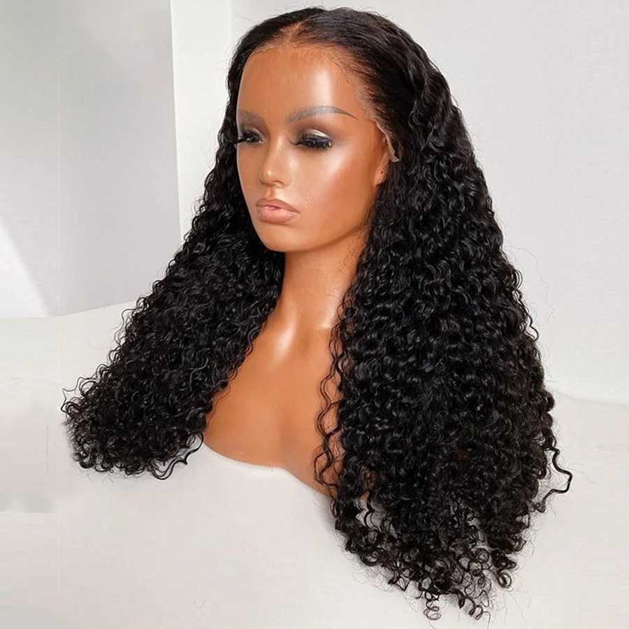 Soft 26Inch Long 180Density Kinky Curly Natural Black Deep Lace Front Wig For Women With Babyhair Glueless Preplucked DailyT251111