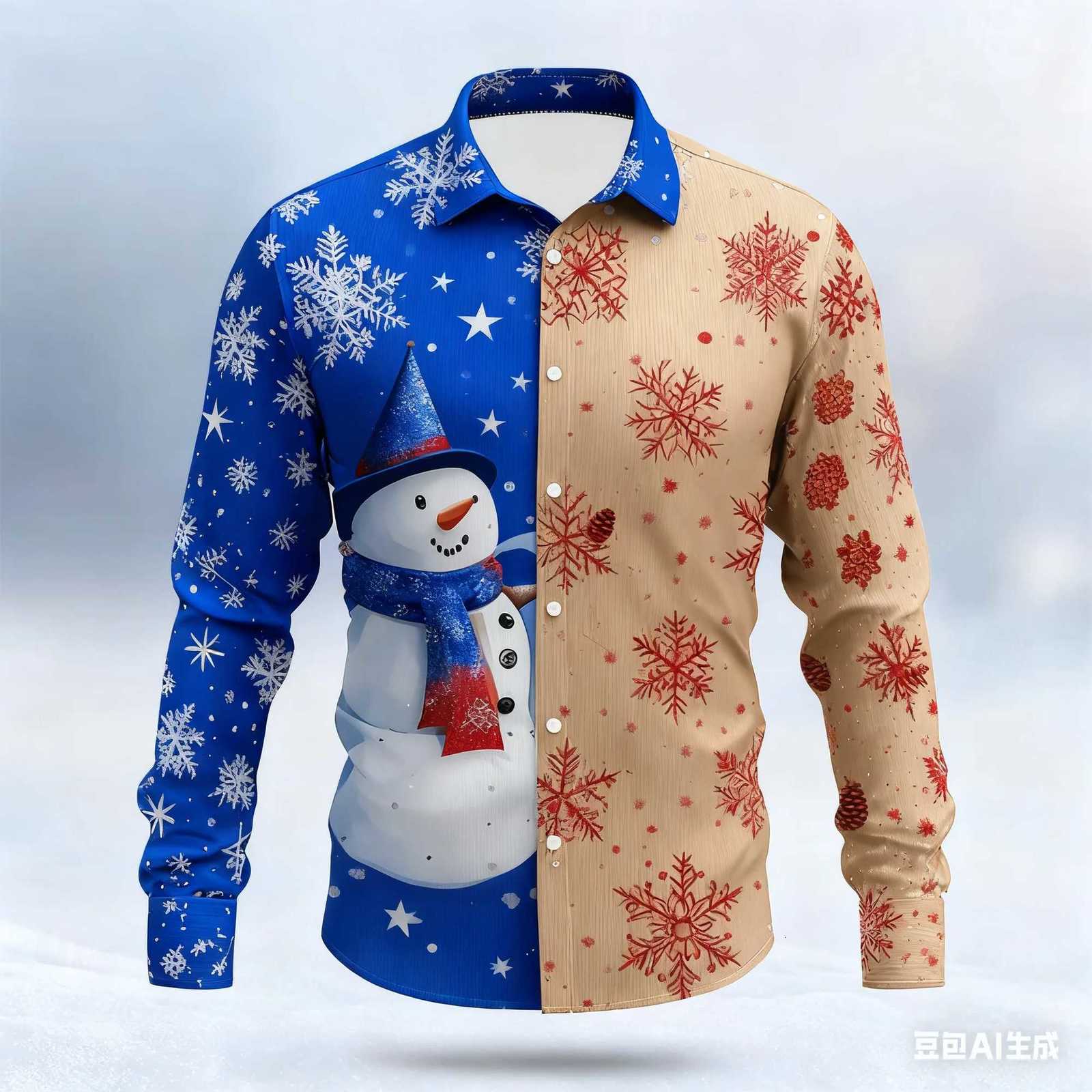2025 Christmas Mens Snowman Snowflake Man Shirt Dress Shirts Long Sleeve Fashion Casual Outdoor Holiday Spring Fall Winter K251110