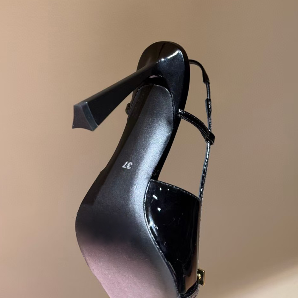 Elegant Womens Stiletto Heel sandals Patent Leather Pointed Toes Slingbacks Dress Shoes party evenings shoes Luxury designer high shoes Sizes 35-40 wi