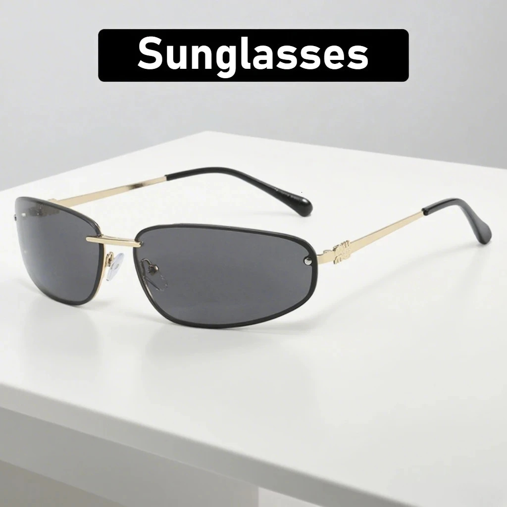 Neutral Fashion Rimless Oval Sunglasses Retro Cat Eye UV400 Sun Glasses Outdoor Travel Driving Eye Protection Sunglasses 251107