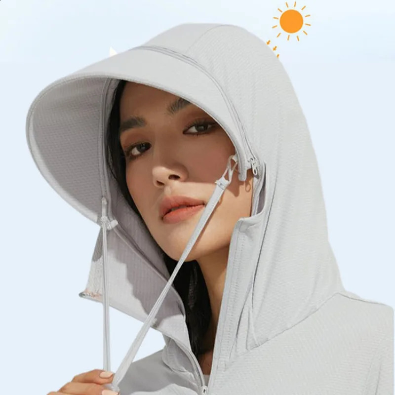 Ice Silk Sunscreen Clothing Detachable Large Brim UPF50 Womens Sun Protection Outdoor Jackets 250411