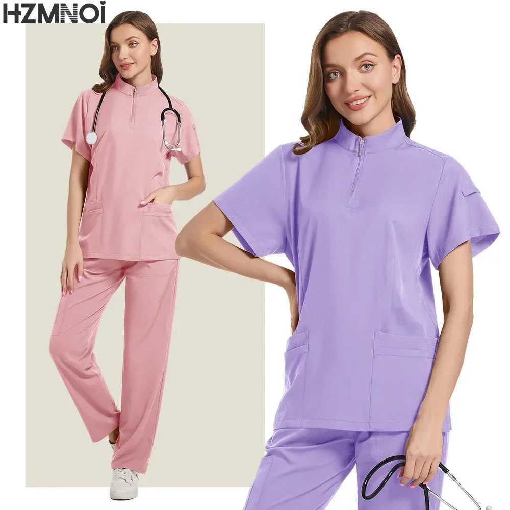 Hospital Medical Uniforms Doctor Nurse Accessories Women Casual Short Slve Jogger Suits Dental Lab Pharmacy Workwear Tops Pant X2504101