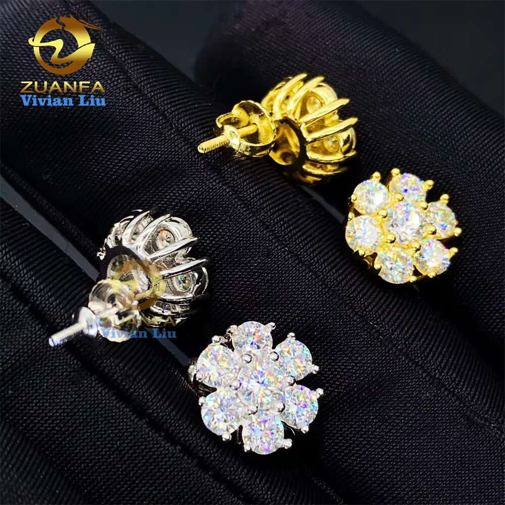 ZUANFA Jewelry High Quality 925 Sterling Silver Hot Selling Fashion Jewelry Vvs Moissanite Diamond Jewelry Stud Earrings