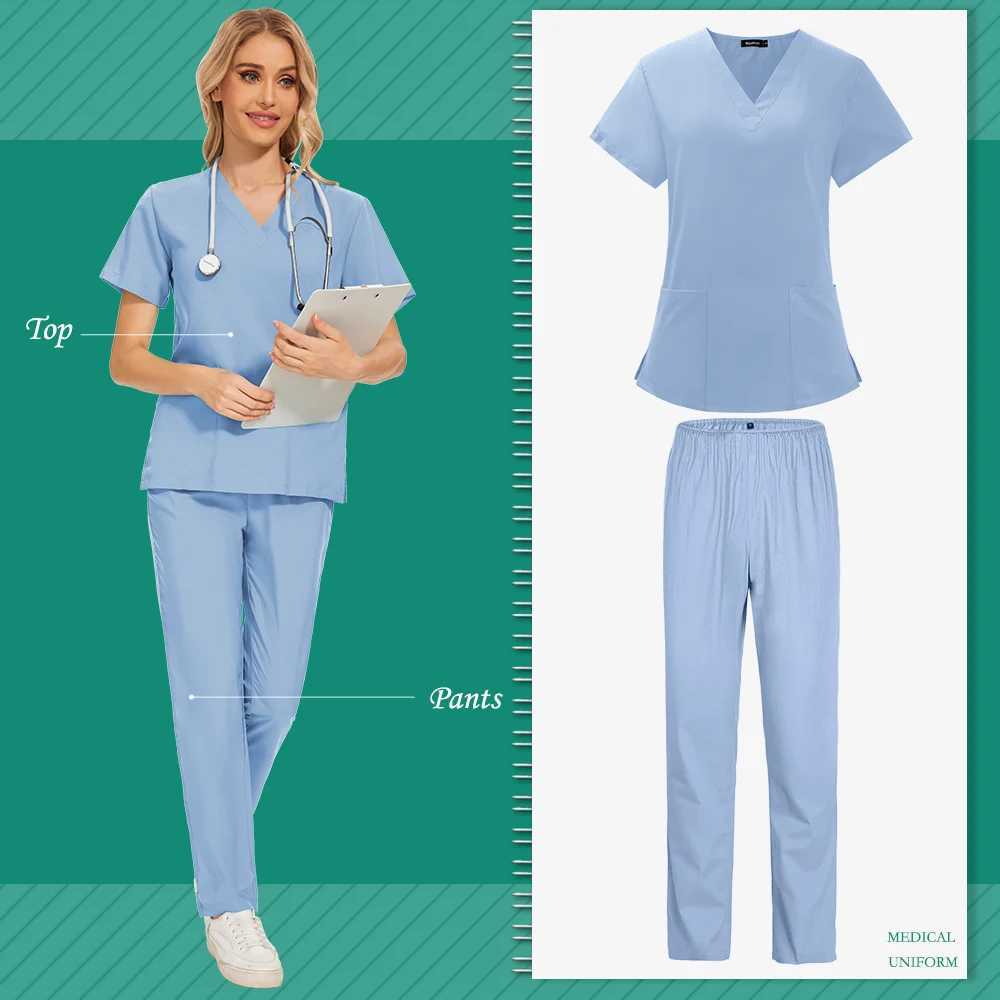 Customized printing breathable neutral medical uniform lightweight nurse washer set surgical beauty Sn Spa pet workwear X250410