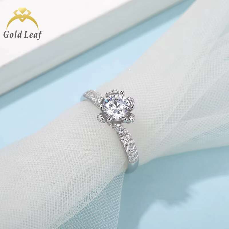 Goldleaf Jewelry Luxury 925 Silver with Moissanite Diamond Wedding Rings Moissanite Ring