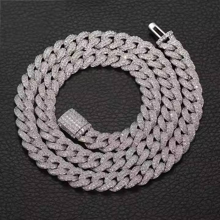 Hot-selling 8mm full honeycomb diamond-set Cuban chain, same as Western internet celebrity, personalized hip-hop trend brand bubble ball necklace