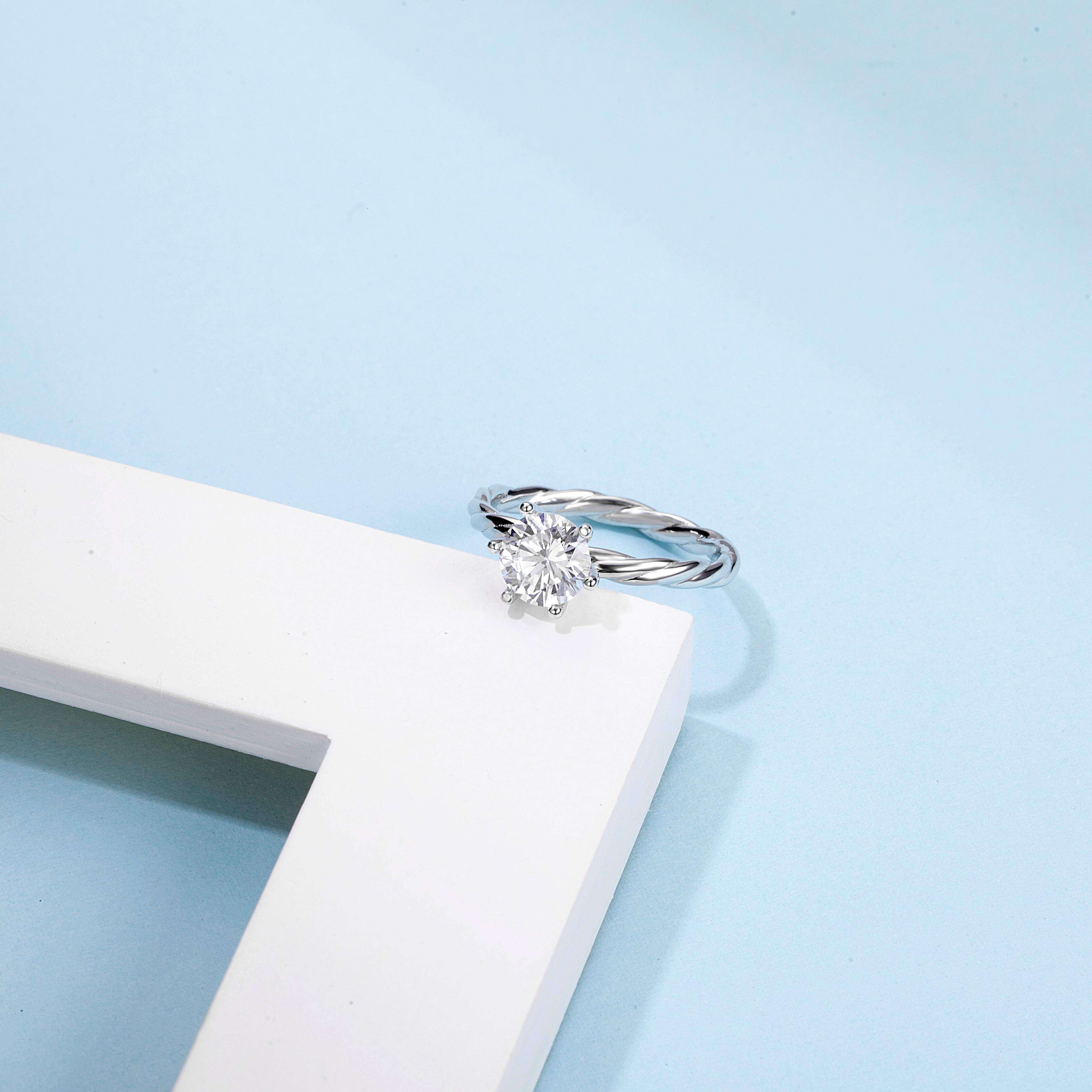 Abiding Six Prong Round 1Ct Mosanite Diamond Ring Women Marriage Ring Real 18k White Gold Yellow Gold Engagement Ring