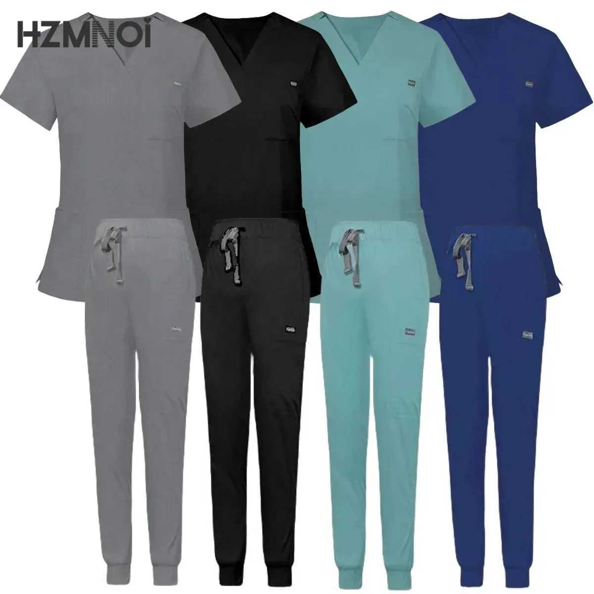 Multicolor Scrubs Uniform Short Slve Tops+Pants Nursing Uniform Women Surgery Workwear Scrub Set Pet Shop Doctor Scrub Medical X250410