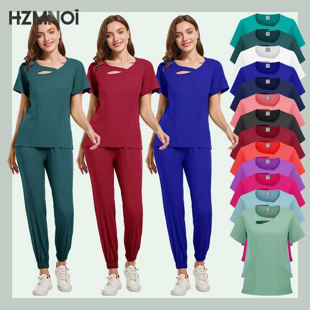 HZMNOI New Fashionable Scrub Designs Women Jogger Clinic Nurse Uniforms Medical Nursing Scrubs Uniforms Sets Hospital Uniforms X250410