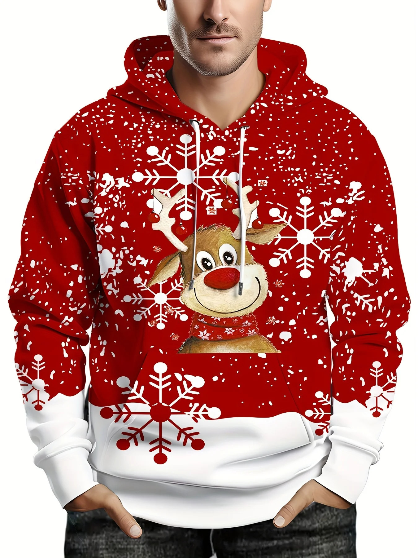 Christmas Theme Graphic Mens Fashion 3D Prints Red Hoodie Streetwear Hoodies Hooded Front Pocket er Hoodie Sweatshirt 251106
