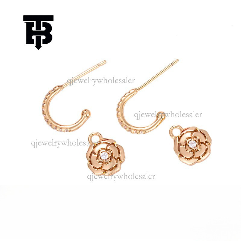 TB BHULAMTE Designer's Small Fragrant Tea Flower Earrings S925 Pure Silver Women's 18K Rose Gold Inlaid Diamond Earrings High-end Women'