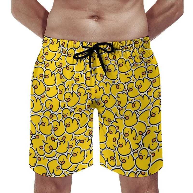 New 3D printed cute animal yellow duck beach shorts for summer suitable for men children fun streetwear swimming trunks fashionable cool shortsW250410