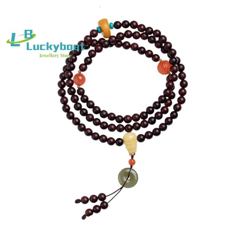 Little Leaf Rosewood 6mm108 Buddhist Bead Bracelets Diy Women's Multi -Circle Bracelet Retro Jewelry Simple Atmosphere
