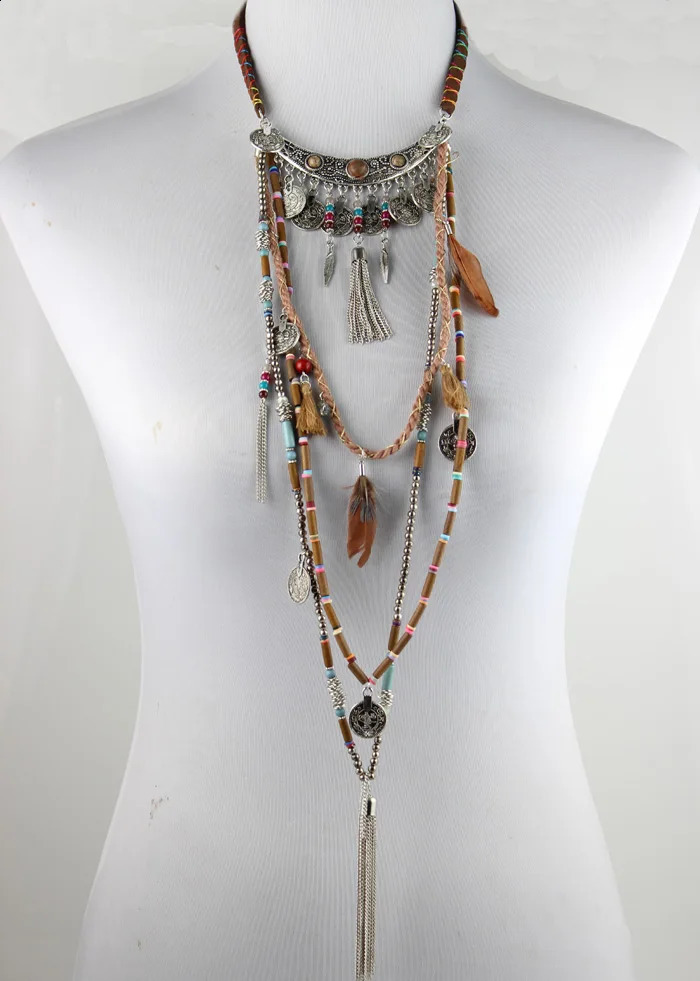 Gypsy Statement Antique Long Necklace Ethnic Jewelry Boho Necklace Tribal Necklace Xizang Jewelry 250409