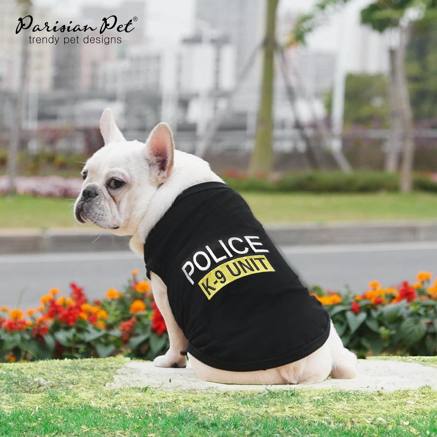Parisian Pet Unisex Dog T-Shirt with Embroidered 'Police k-9 Unit' Dog Clothes - 100% Cotton, Dog Costume - Breathable Police Dog Vest - Mac