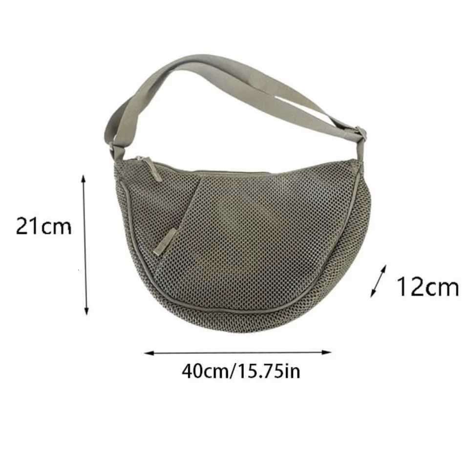 Casual Korean Style Nylon Mesh Crossbody Bag Handbag Adjustable Dumpling Bag Fashionable Solid Color Shoulder Bag StudentT251110